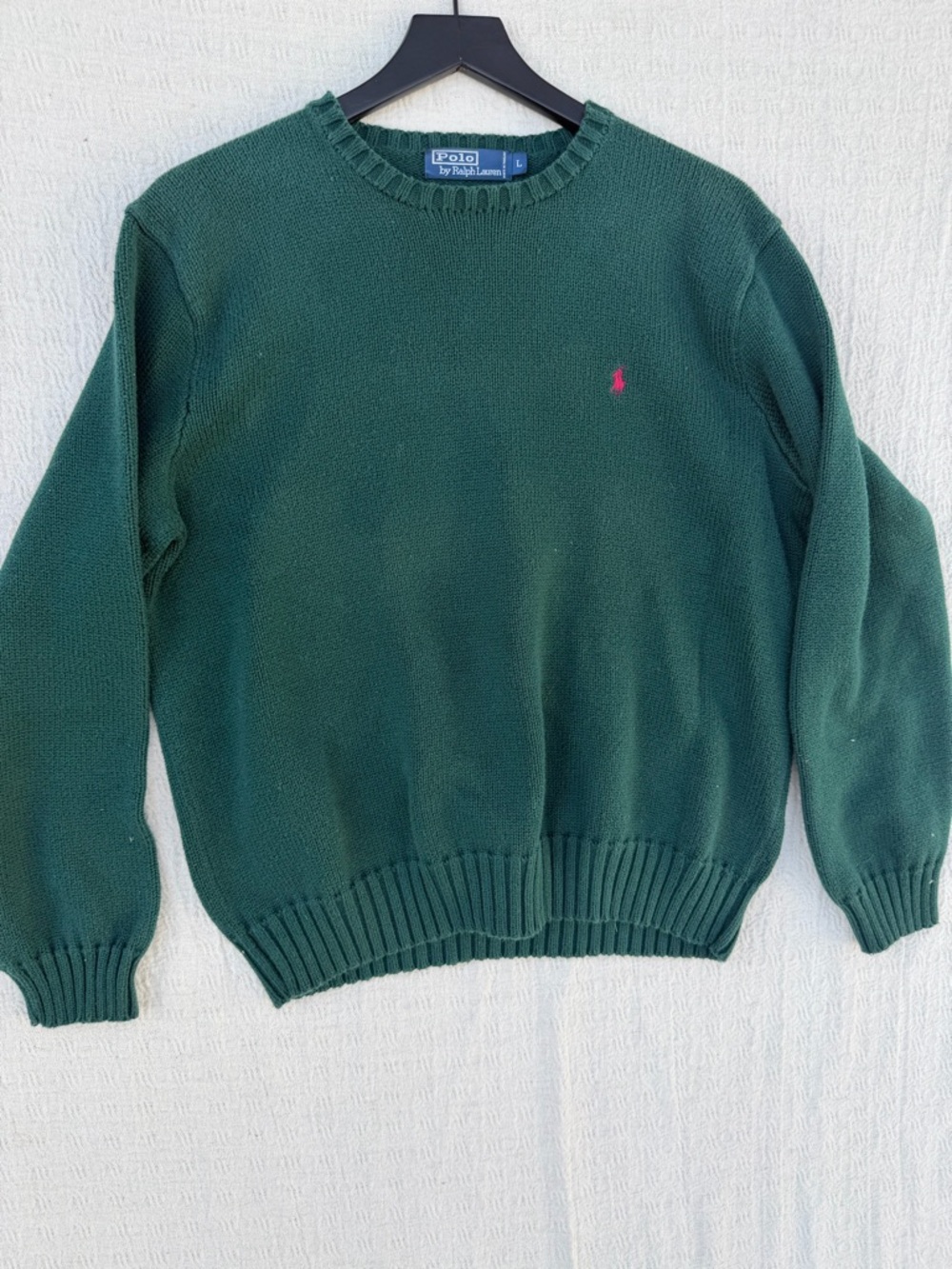 Polo Ralph Lauren Men's Green 100% Cotton Crew Neck Sweater Size L